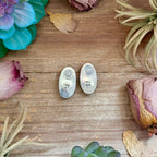 9 - Sterling Silver Ribbon Royston Turquoise Stud Earrings by Jason Ogg