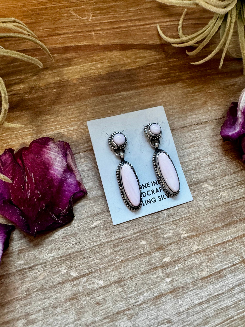 Pink Conch Dangle Earrings – Sterling Silver | Native Made by Marcella James