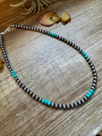 Blue Turquoise & Sterling Silver Pearl Necklace – 19" | The Bijoux FAB