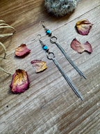 Stone-Heart Turquoise Magnesite Dangle Earrings – 5.5” Long