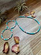 Turquoise Variscite and Pink Conch Hoop Earrings 2 Inch | The Bijoux FAB