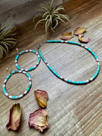 Turquoise Variscite & Pink Conch Choker - 14”