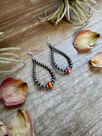 Coral Spiny Oyster Teardrop Earrings – Sterling Silver Western Dangle Earrings | The Bijoux FAB