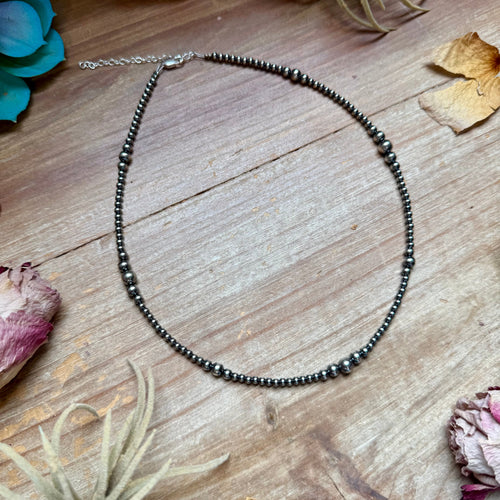 16 inch Graduated Sterling Silver Pearl Necklace