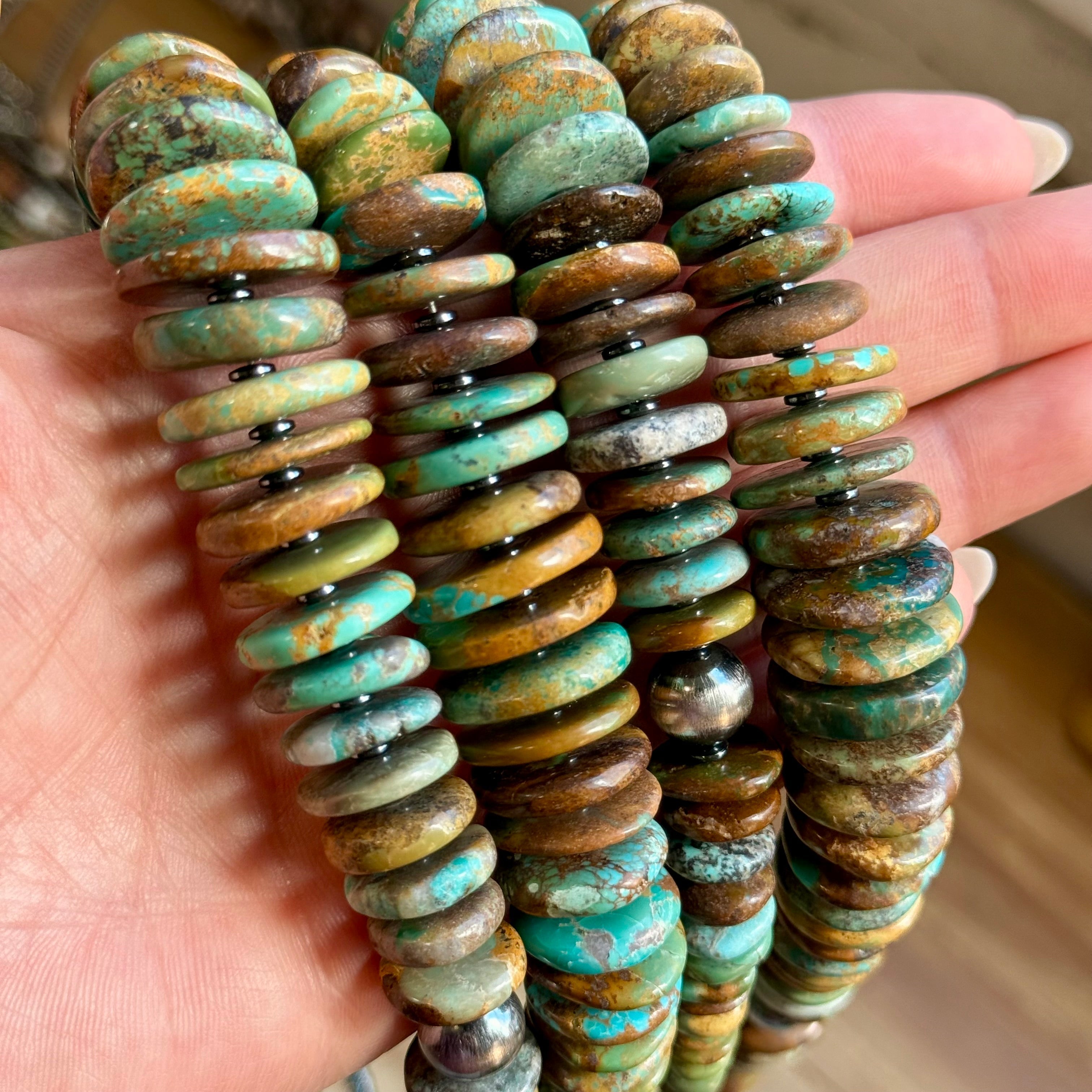 Dark Green Turquoise Graduated Necklace – Sterling Silver & Hematite - 23" | The Bijoux FAB