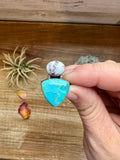 Sterling silver ring with Kingman turquoise and wild horse stones in multi stone design, size 5 Western jewelry piece