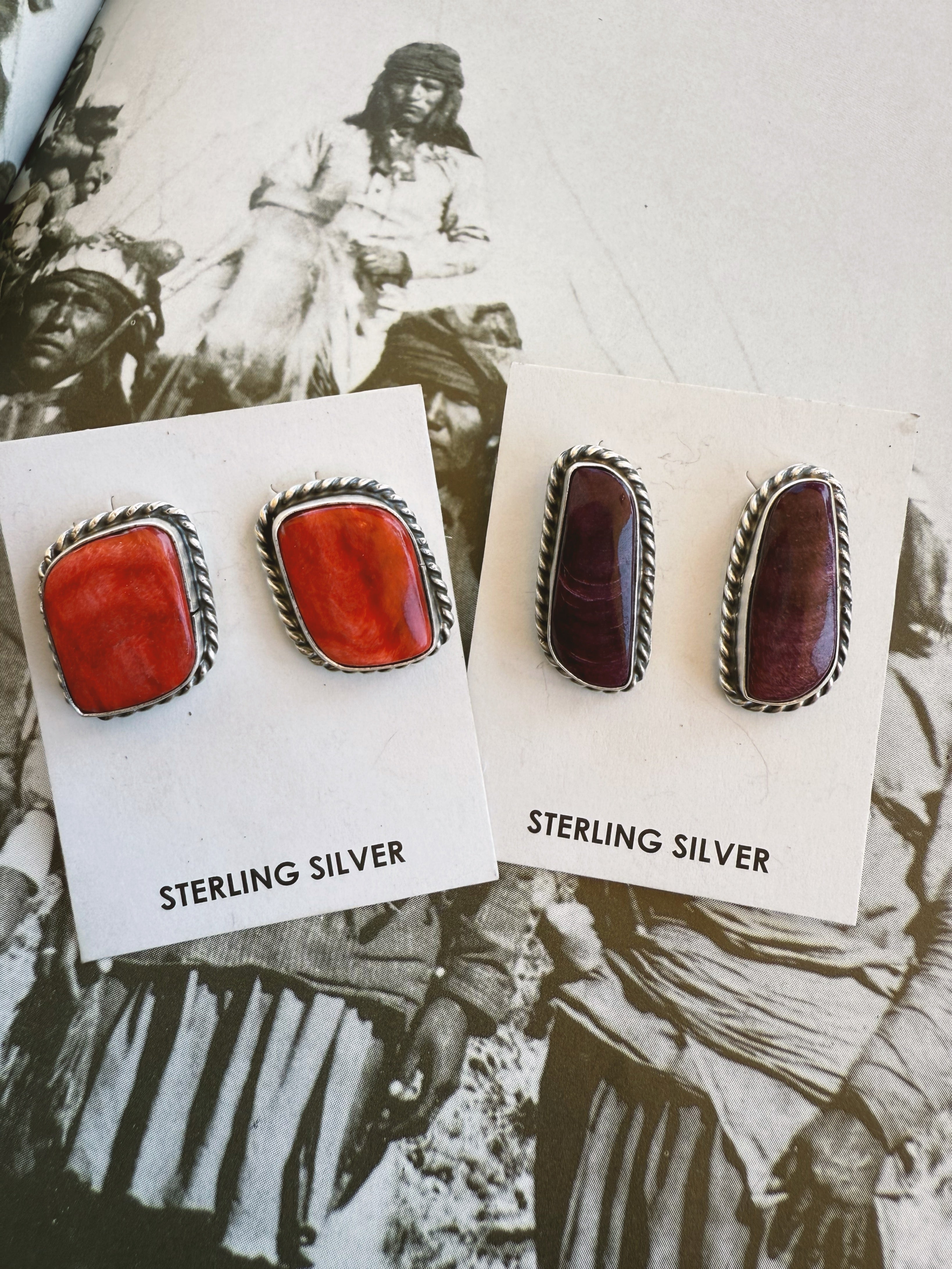 Purple Spiny Oyster Stud Earrings