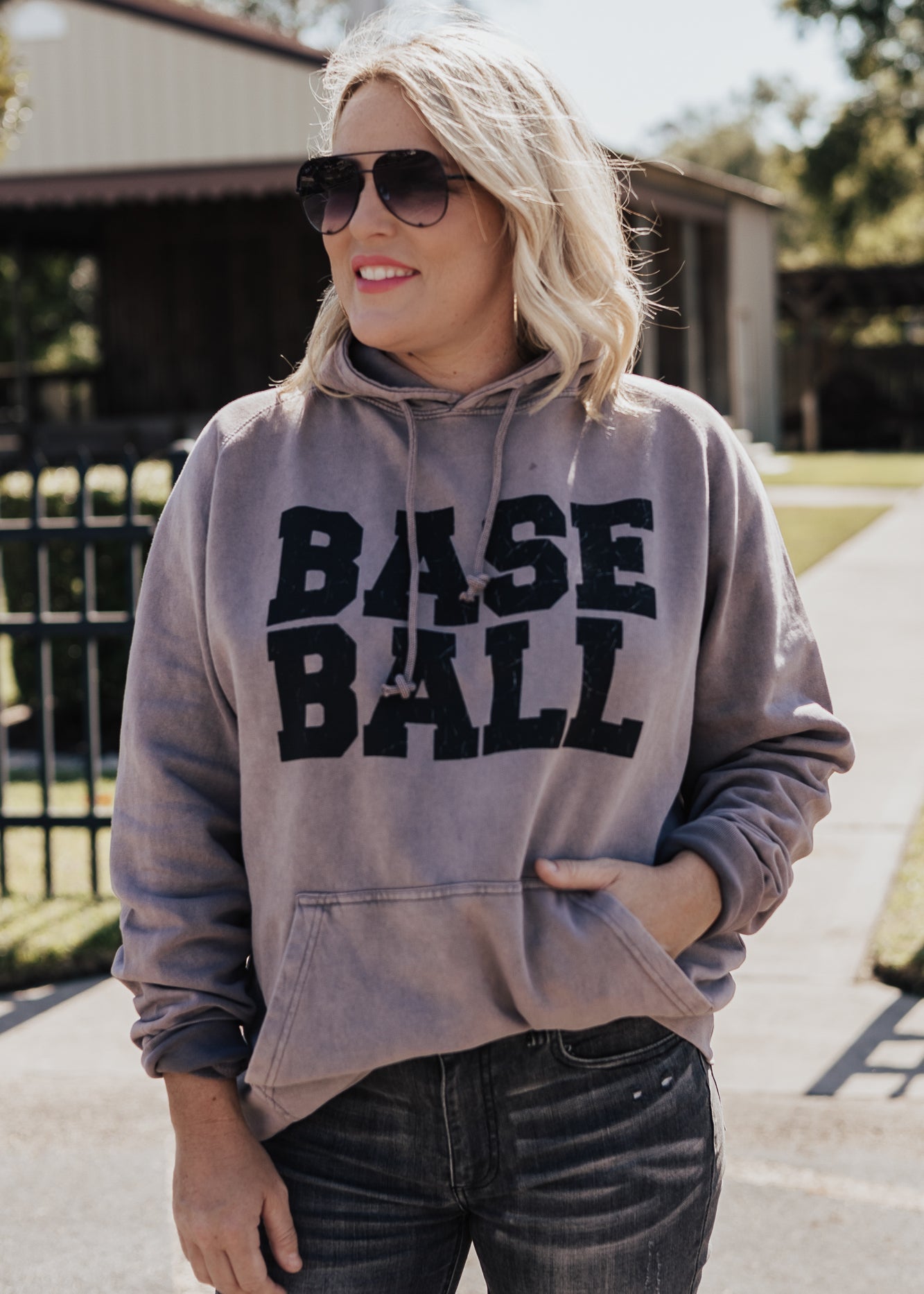 Pre-Order: Baseball Vintage Raglan Hoodie *Zinc (Grey/Purple) (S-3X)