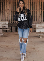 SOFTBALL Vintage Raglan Hoodie *Cloud Black (S-3X)