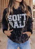 SOFTBALL Vintage Raglan Hoodie *Cloud Black (S-3X)