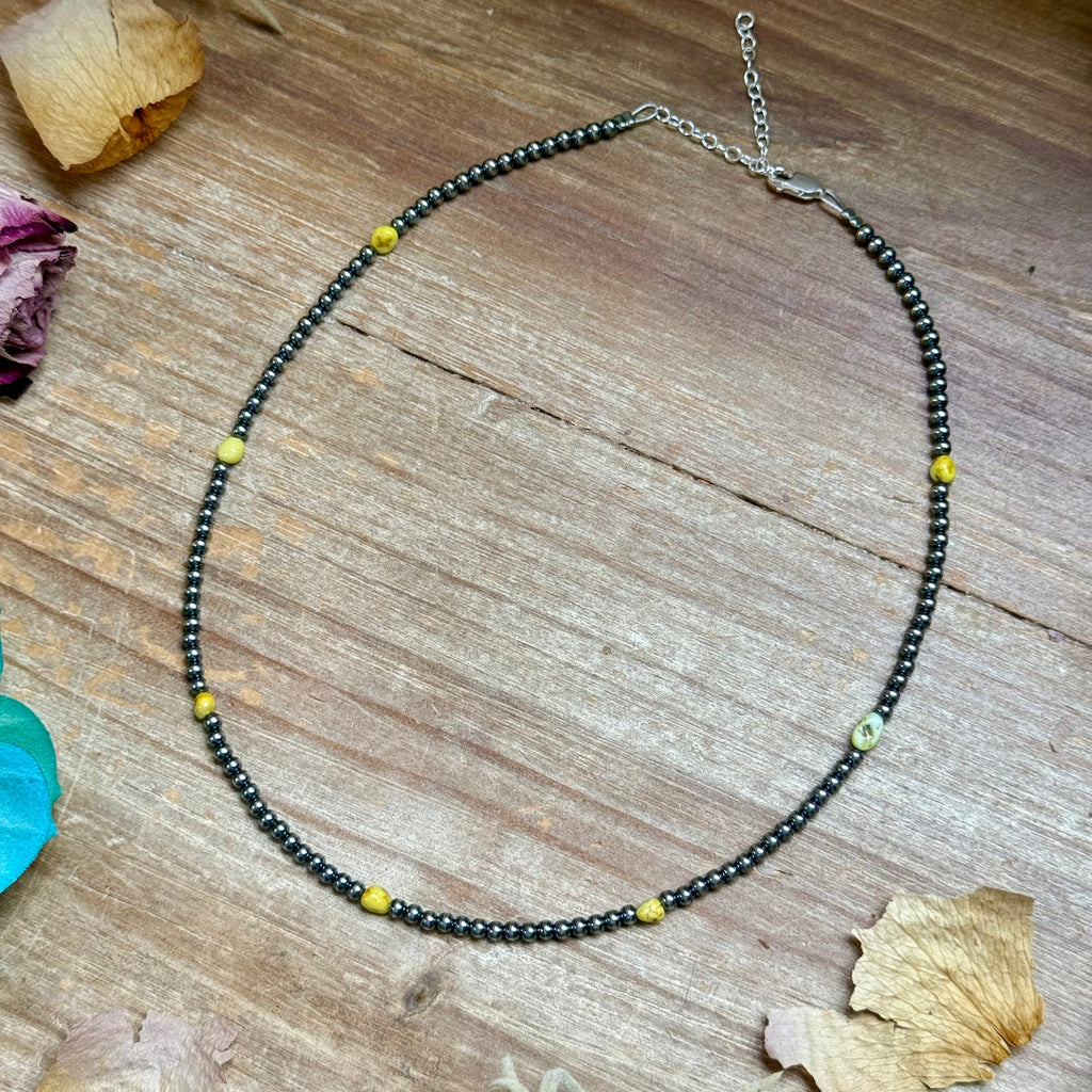 Palomino Turquoise Sterling Silver Pearls Necklace – 15” | The Bijoux FAB