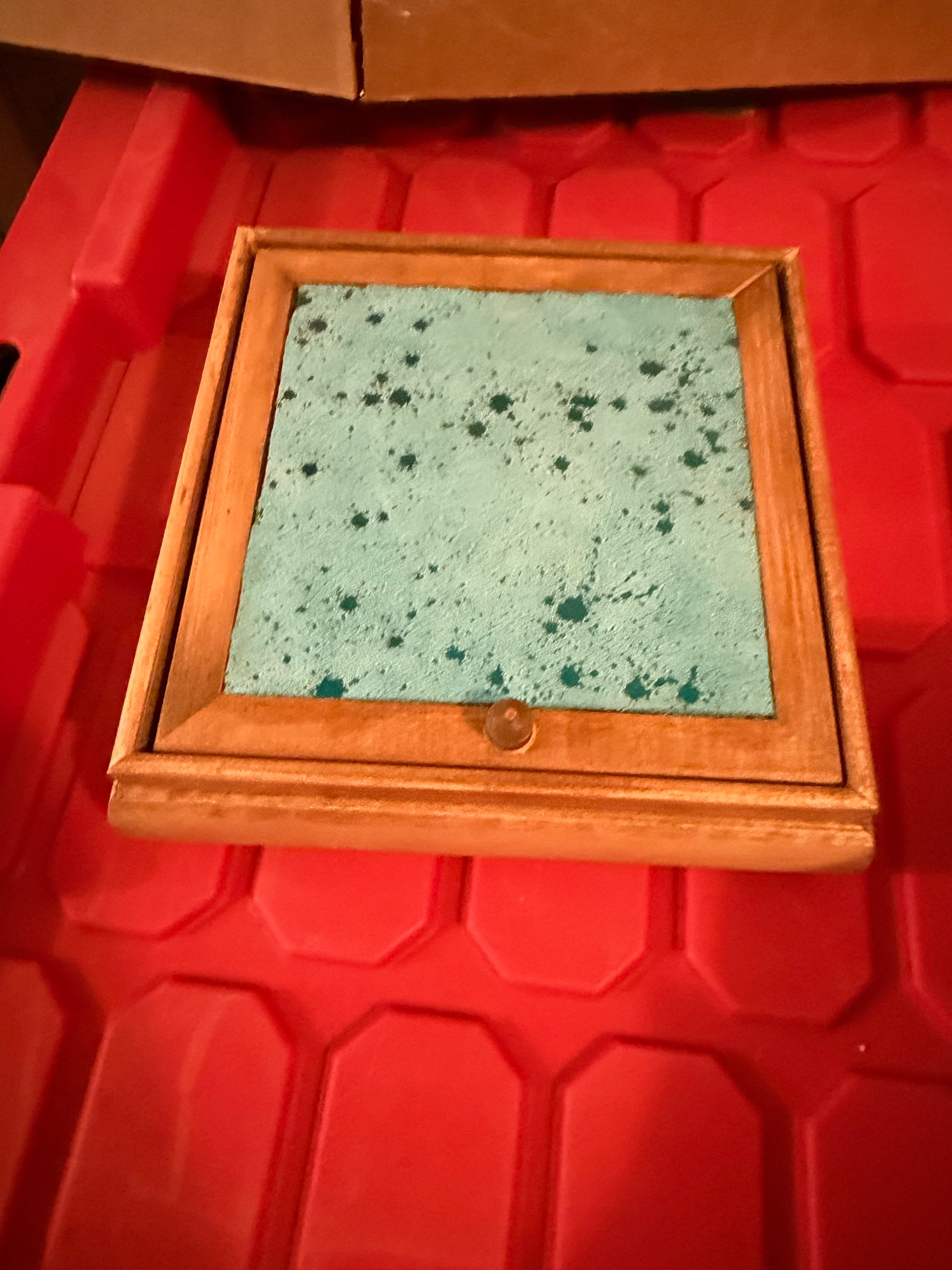 Punchy Red Mare Cowhide n leather 7.5”wooden jewelry box *Turquoise cowhide