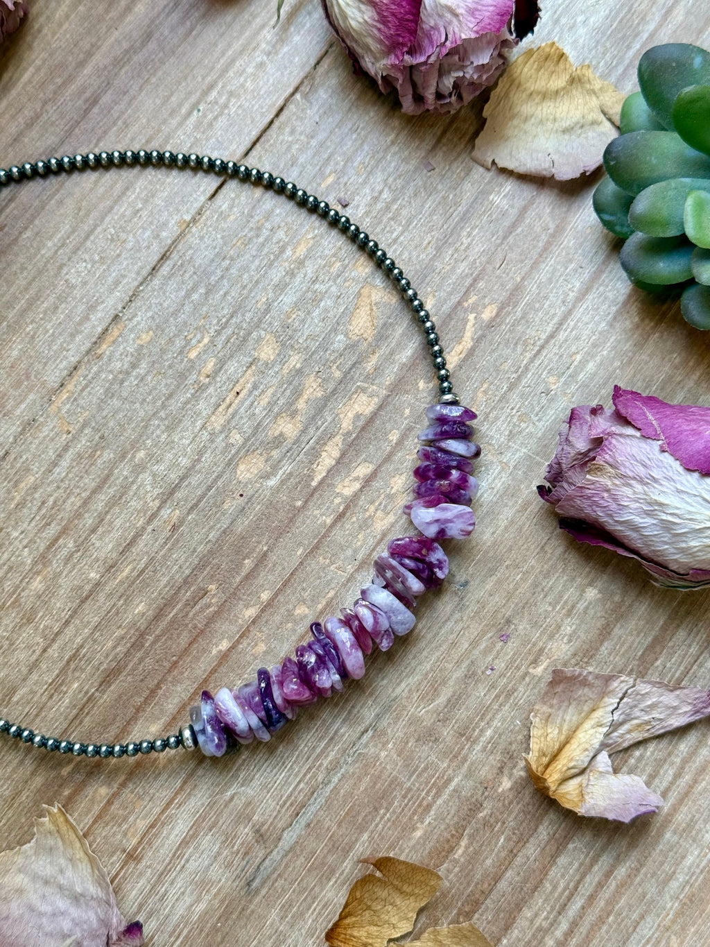 Purple Lepidolite & Sterling Pearl Choker – 14.5" | The Bijoux FAB