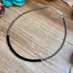Black Onyx Heishi & Sterling Pearl Choker – 14" | The Bijoux FAB