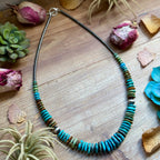 Tri Color Turquoise Graduated Necklace – Sterling Silver & Hematite -23" | The Bijoux FAB