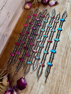 Pink Blue Variscite Double Strand Necklace – Sterling Silver Pearls 13” Choker | The Bijoux FAB