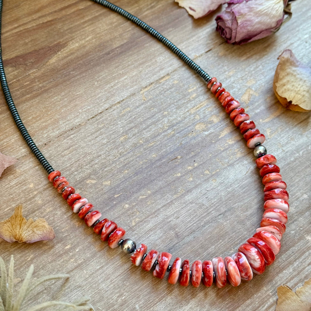 23” Red Spiny Graduated Necklace