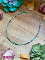 Turquoise Heishi Necklace with Pear Shape Pendant – 14”