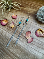 Stone-Heart Turquoise Magnesite Dangle Earrings – 5.5” Long