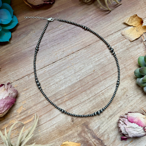 18 inch Graduated Sterling Silver Pearl Necklace