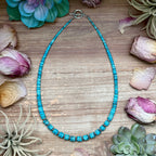 Graduated turquoise heishi necklace with silver saucer beads western handmade jewelry by The Bijoux FAB