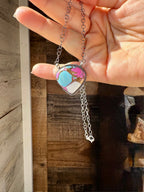 Cotton Candy Turquoise Sterling Silver Necklace – Freeform Stone – 18” | Navajo Artist Tia Long