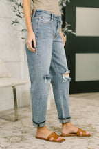 Judy Blue Mid Rise Boyfriend Jeans – Distressed Stretch Denim