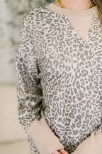 Leopard French Terry Pullover – Crew Neck Relaxed Sweatshirt