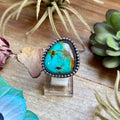 Blue turquoise sterling silver adjustable statement ring handmade by MJ, bold Western jewelry piece