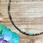Sea Sediment Necklace – Blue & Pink Rondelle Choker 17” Sterling Silver | The Bijoux FAB