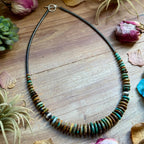 Dark Green Turquoise Graduated Necklace – Sterling Silver & Hematite - 23" | The Bijoux FAB