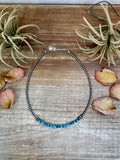 Lapis Turquoise Heishi Choker – 3mm Lapis Turquoise Sterling Silver 14” Necklace | The Bijoux FAB