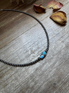 Golden Hill Turquoise Choker – Sterling Silver Pearls 3mm | Rare Turquoise Necklace | The Bijoux FAB