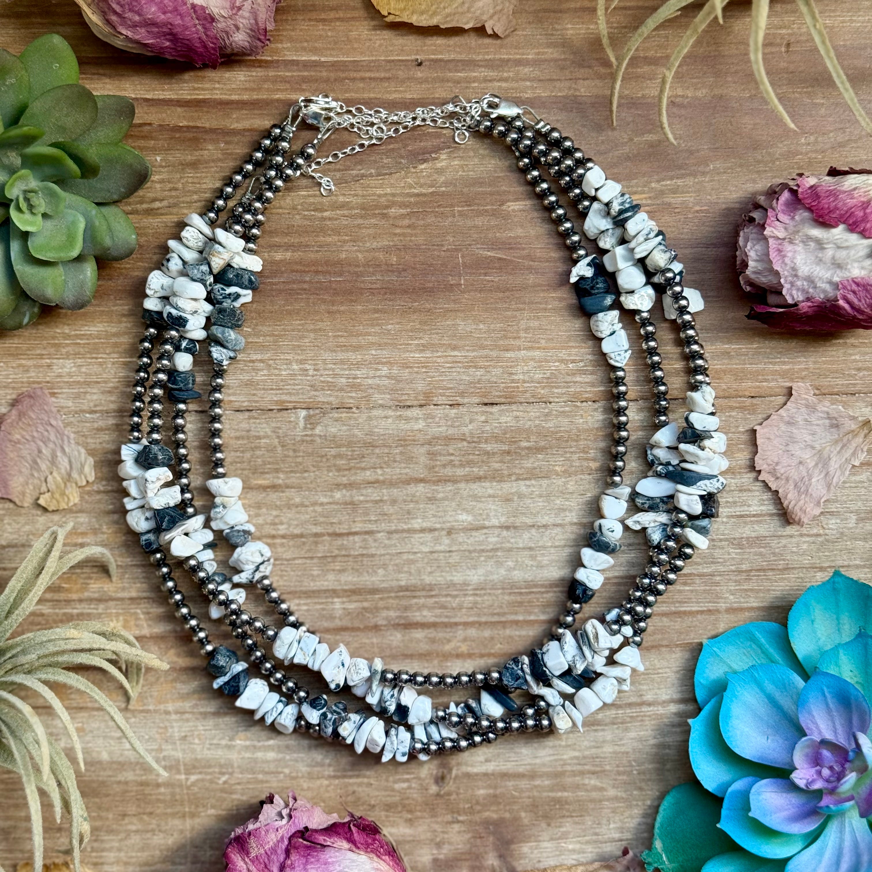 White Buffalo Necklace – Sterling Silver Pearl Necklace 16” Adjustable | The Bijoux FAB