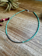 Green Magnesite Heishi & Sterling Silver Pearl Choker – 14” | The Bijoux FAB