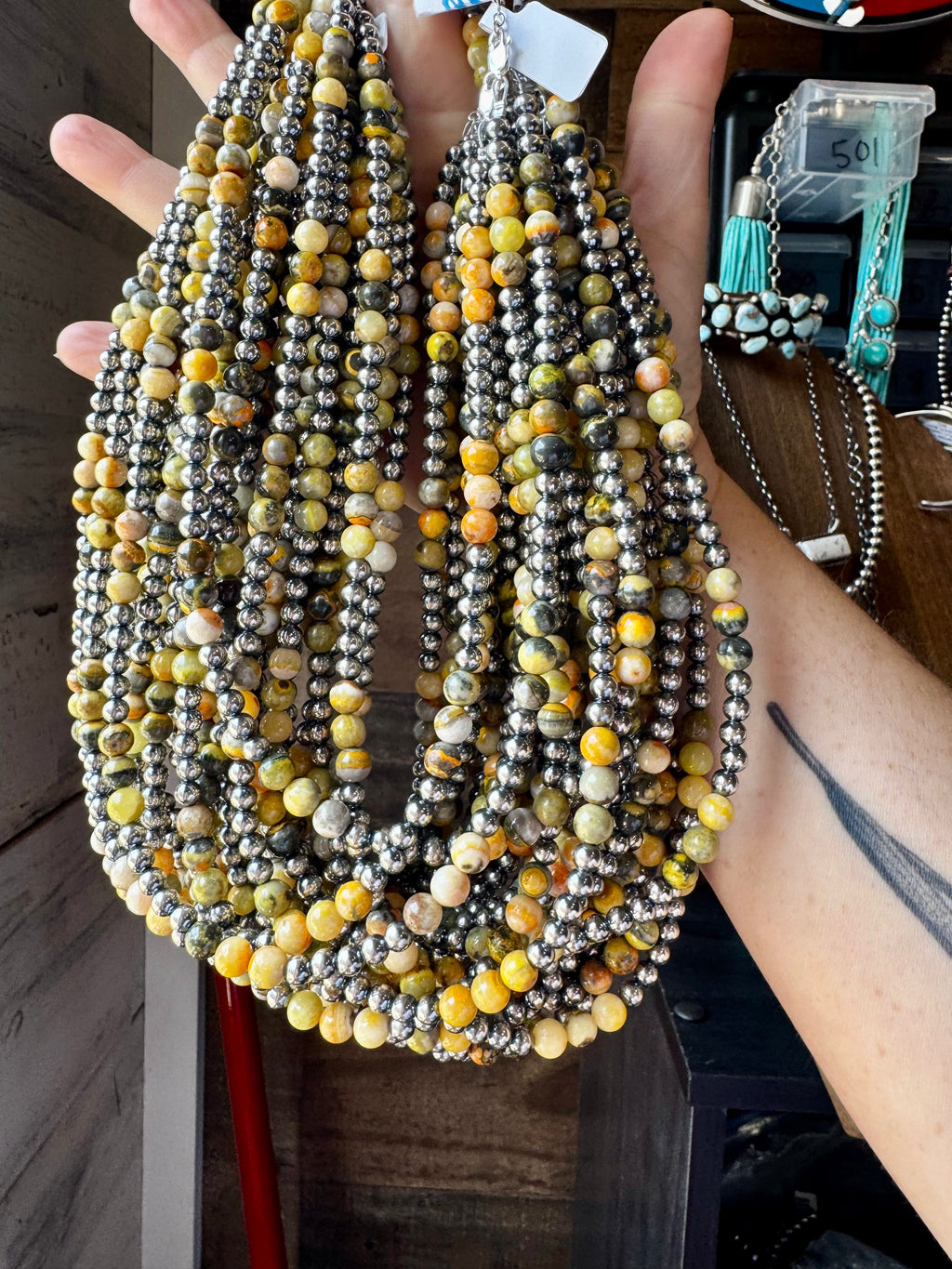 Bumblebee Jasper & Sterling Silver Pearl Necklace – 18” | The Bijoux FAB