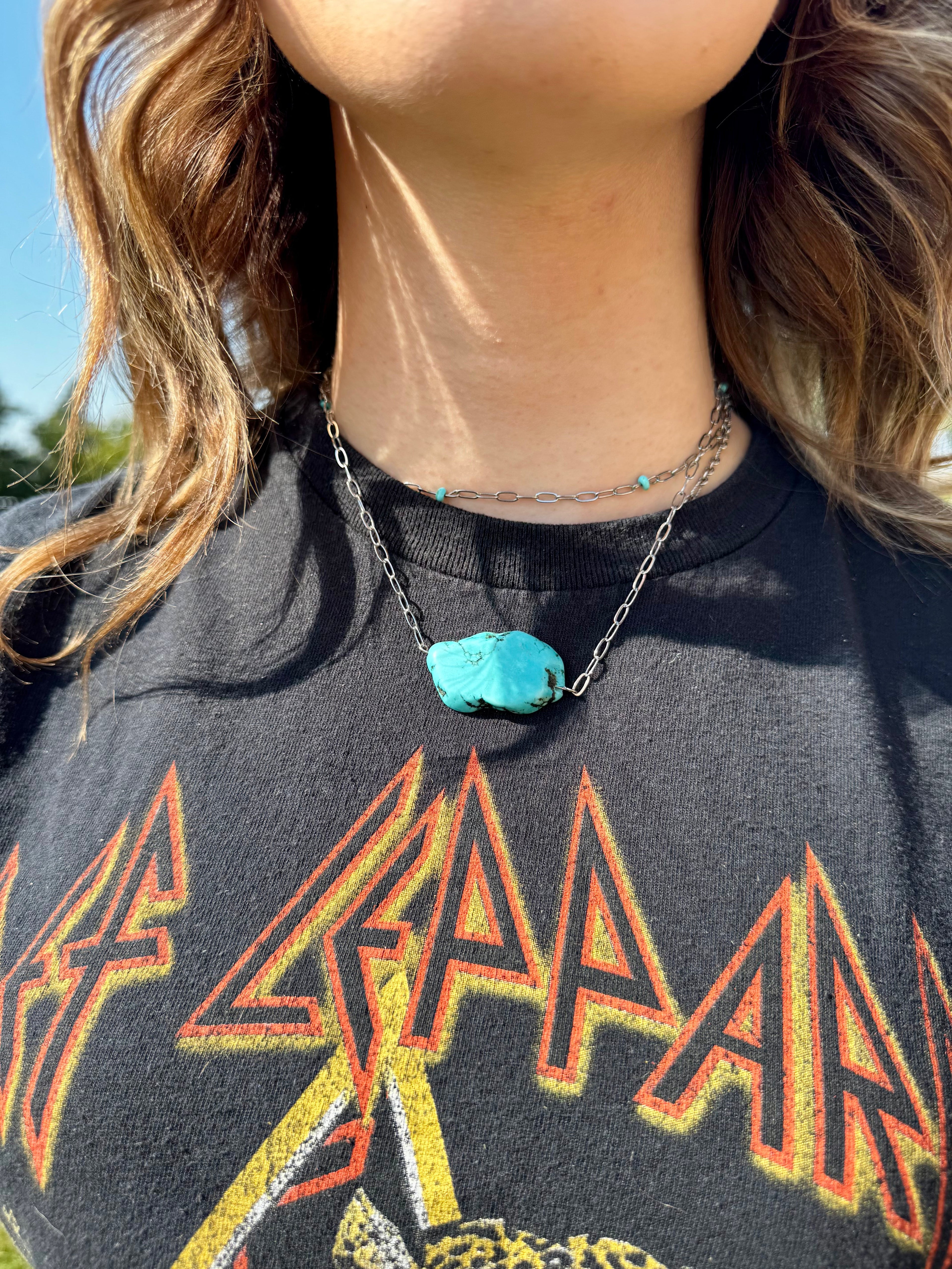 Turquoise Magnesite Paperclip Chain Choker – 14” Adjustable Minimalist Necklace | The Bijoux FAB