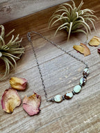 Lemon Turquoise & Sterling Saucer Pearl Paperclip Chain Necklace – 15" | The Bijoux FAB