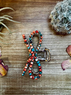 Orange & Turquoise bow hair clips