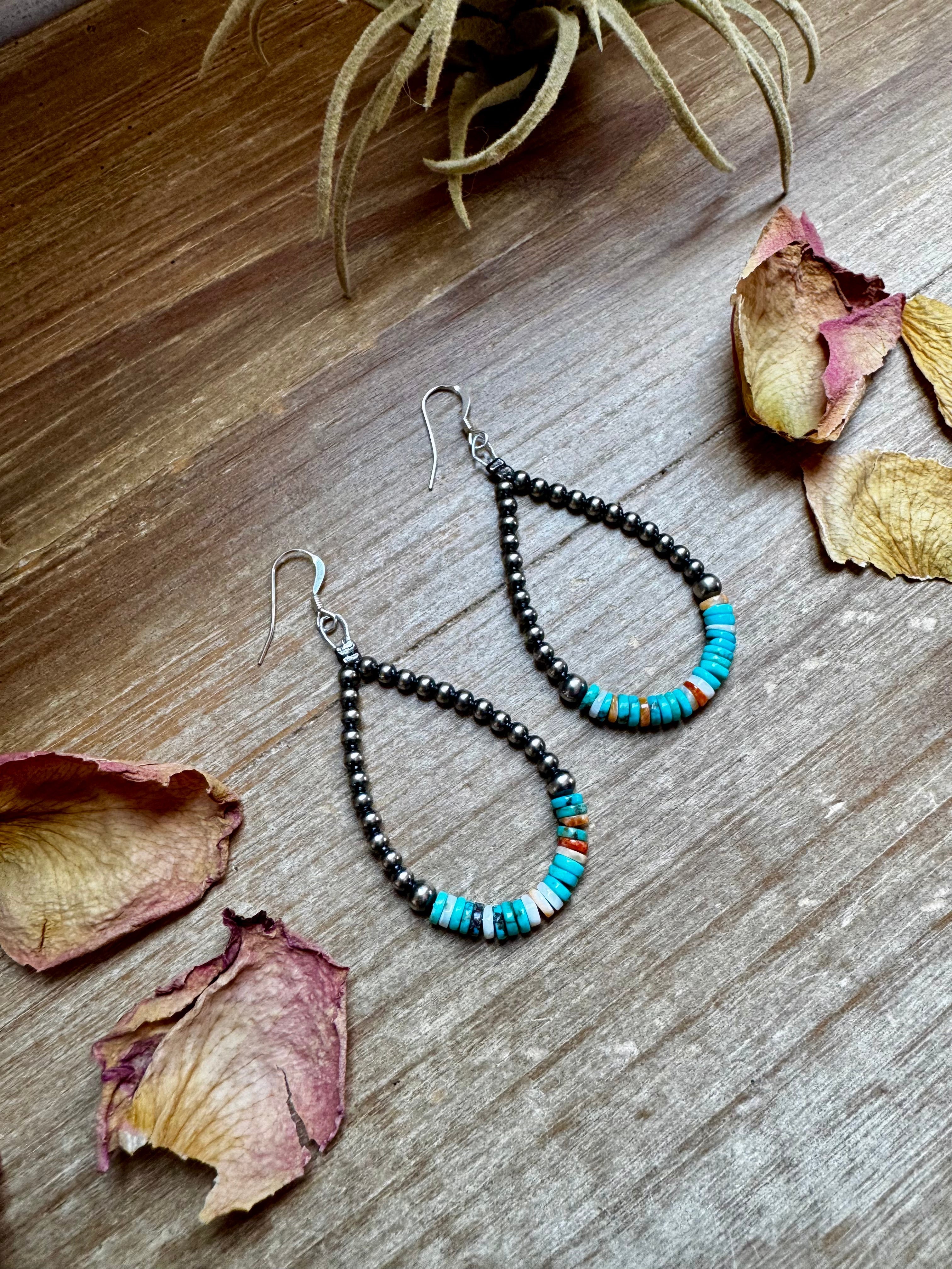 Sterling Silver Pearl & Colorful Heishi Drop Earrings | The Bijoux FAB