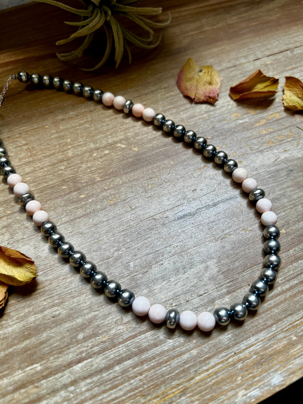 Pink Conch & Sterling Silver Pearl Necklace – 19” | The Bijoux FAB