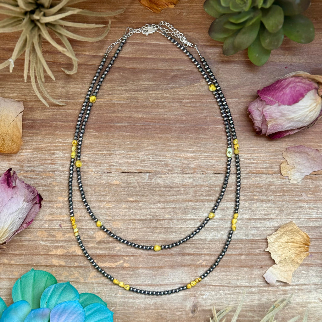 Palomino Turquoise Sterling Silver Pearls Necklace – 15” | The Bijoux FAB