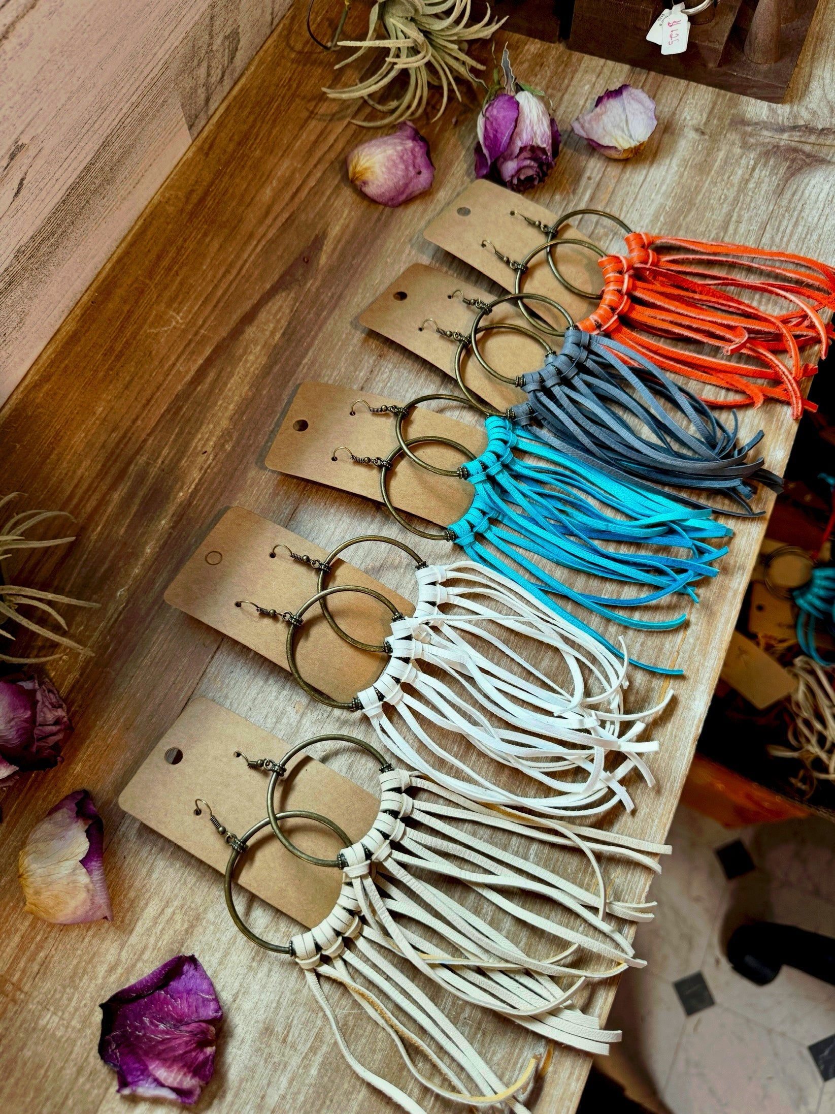 Deer Skin Leather Hoop Earrings – 6.5" – USA Made