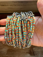 Sterling Silver Pearl Choker with Turquoise & Spiny Oyster Heishi