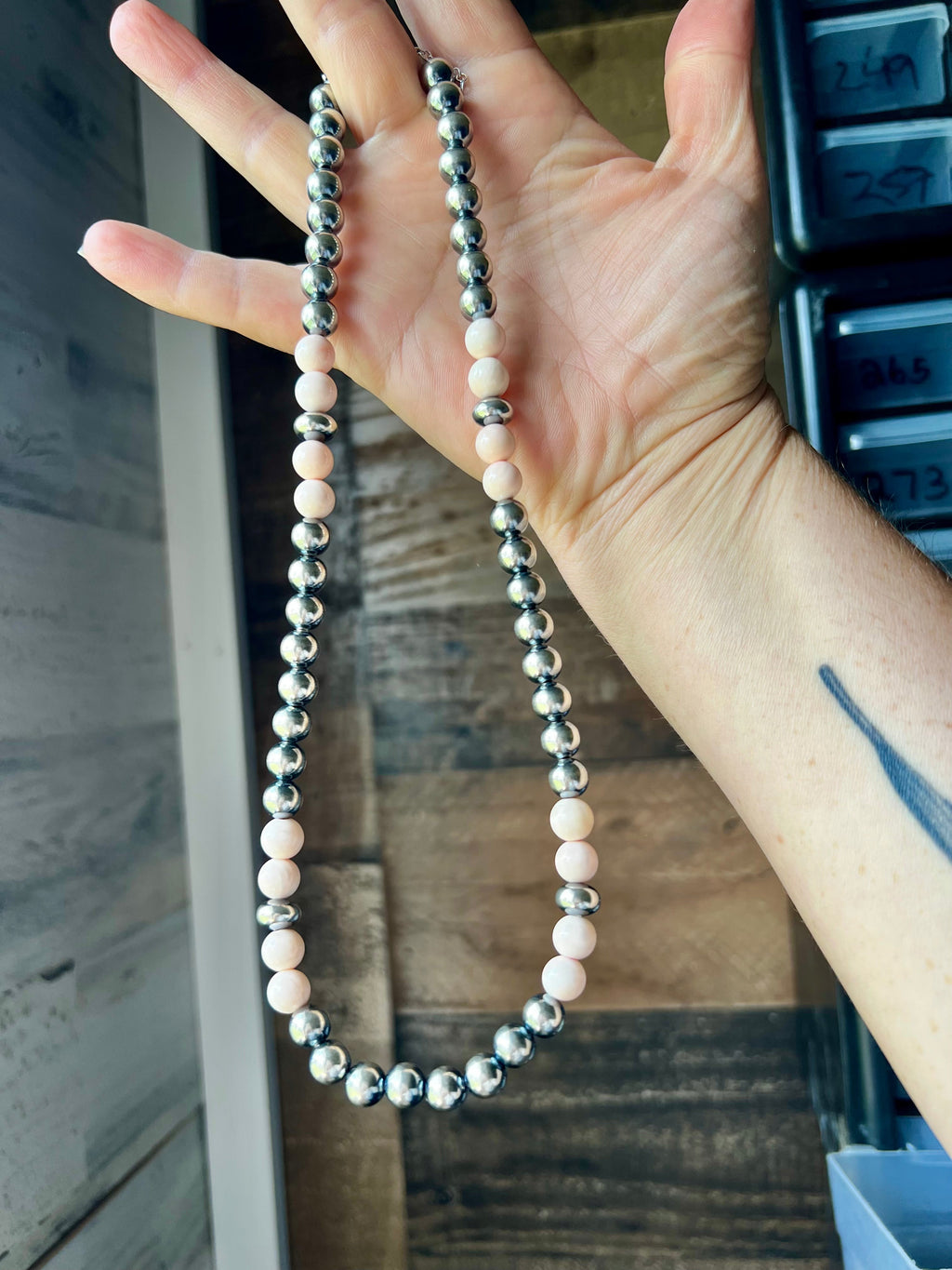 Pink Conch & Sterling Silver Pearl Necklace – 19” | The Bijoux FAB