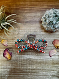 Orange & Turquoise bow hair clips