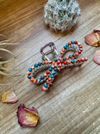 Orange & Turquoise bow hair clips