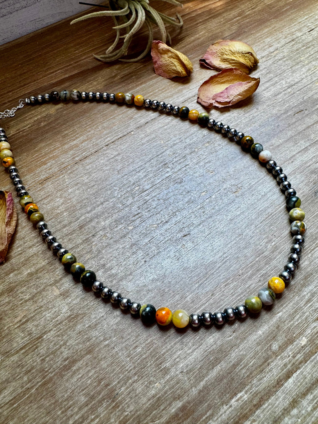 Bumblebee Jasper & Sterling Silver Pearl Necklace – 18” | The Bijoux FAB
