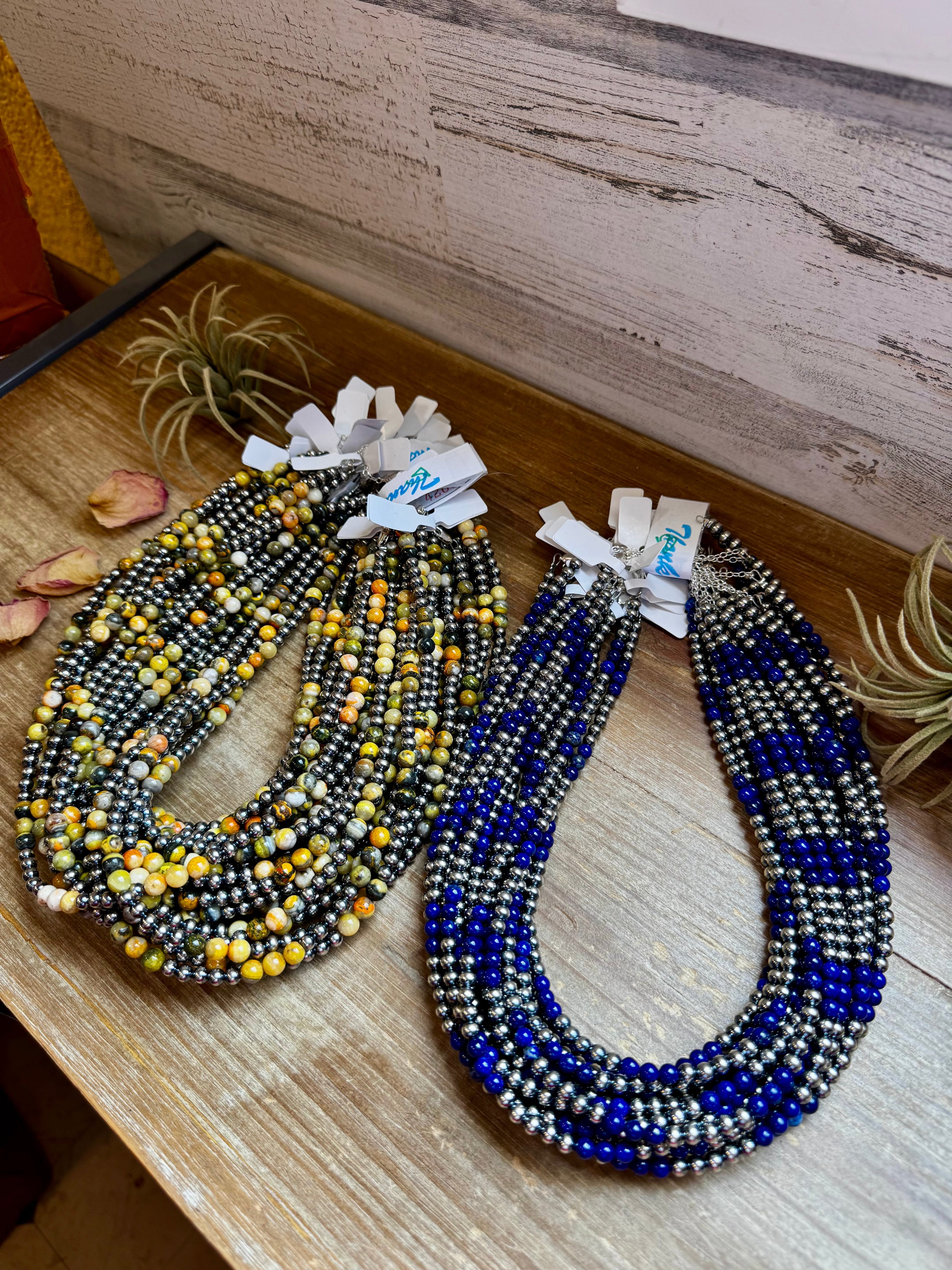 18-Inch Sterling Silver Pearl & Bumblebee Jasper Necklace