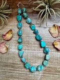 19-Inch Turquoise Nugget Necklace with 4mm Sterling Silver Pearls